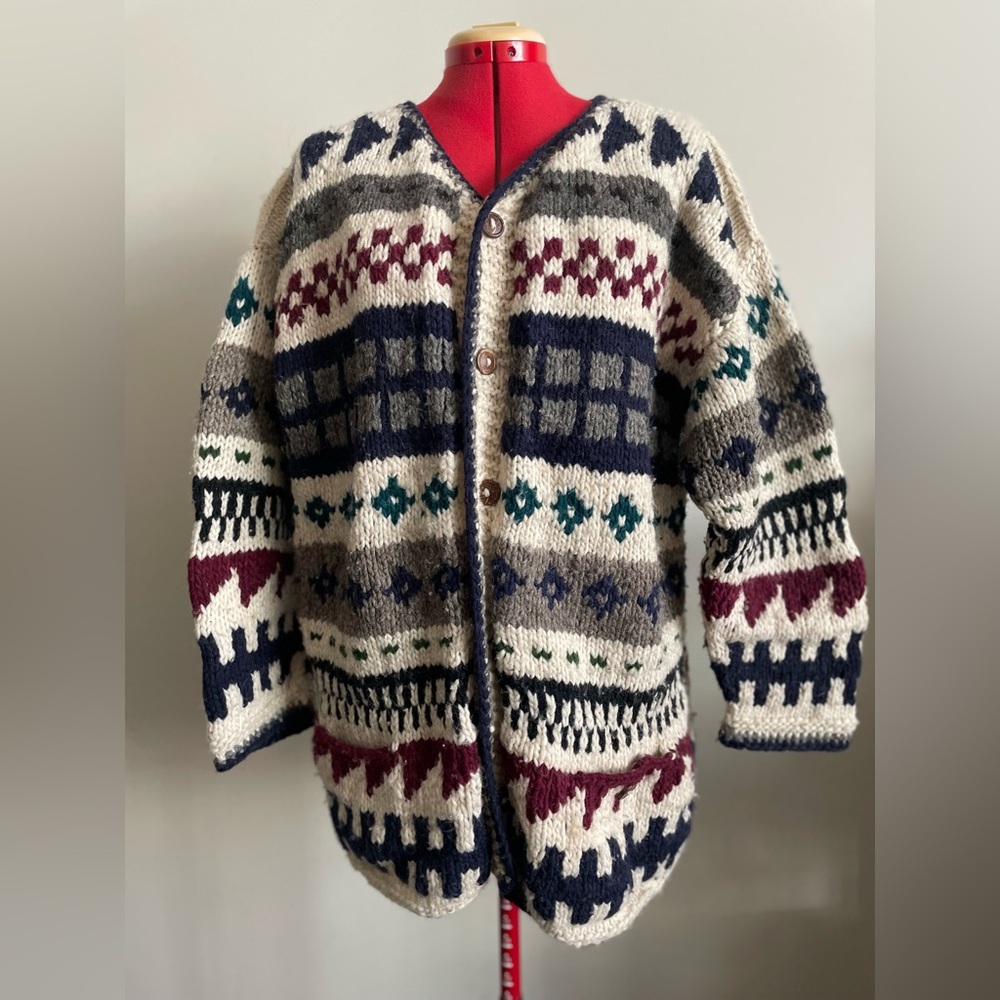Nuevo Americana - Wool knit cardigan sweater - Size Medium ( Unisex)